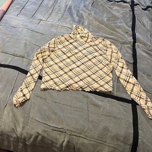 Plaid turtle neck top